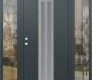 Modern Steel Front Door DIAMOND A8 68" X 80" ANTHRACITE/ANTHRACITE FROSTED GLASS PANEL STAINLESS STEEL RHI WITH 2 SIDELITES CLEAR GLASS