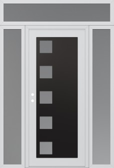 Diamond C5 60" x 96" white/white frosted Glass Panel black RHI with 2 Sidelites and Transom frosted Glass