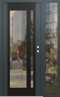 Diamond C15 48" x 80" anthracite/anthracite clear Glass Panel black LHI with Sidelite clear Glass