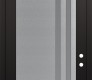 Modern Steel Front Door Diamond C6 36" x 96" black/white frosted Glass Panel stainless steel LHI with Transom frosted Glass