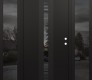 Modern Steel Front Door DIAMOND A5 60" X 80" BLACK/BLACK MIRRORED GLASS PANEL BLACK LHI WITH 2 SIDELITES MIRRORED GLASS