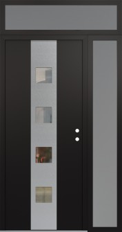 DIAMOND A12 52" X 96" BLACK/BLACK CLEAR GLASS PANEL STAINLESS STEEL LHI WITH SIDELITE AND TRANSOM FROSTED GLASS