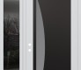 Modern Steel Front Door Diamond C13 52" x 96" white/white frosted Glass Panel black RHI with Sidelite and Transom mirrored Glass