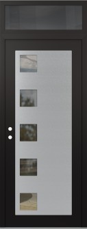 Diamond C5 36" x 96" black/black clear Glass Panel stainless steel RHI with Transom mirrored Glass