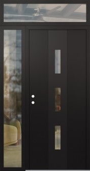 DIAMOND A7 50" X 96" BLACK/BLACK CLEAR GLASS PANEL BLACK RHI WITH SIDELITE AND TRANSOM CLEAR GLASS