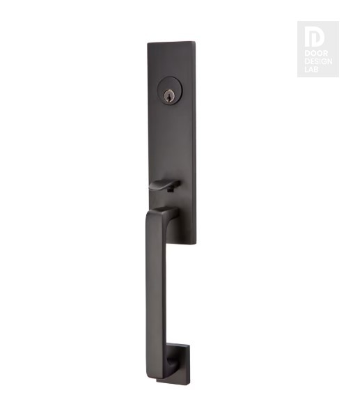 EMTEK DAVOS DOUBLE CYLINDER KEYD 4828 FLAT BLACK US19 for Steel Front Doors