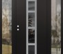 Modern Steel Front Door DIAMOND A10 68" X 80" BLACK/BLACK MIRRORED GLASS PANEL STAINLESS STEEL RHI WITH 2 SIDELITES CLEAR GLASS