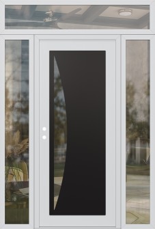 Diamond C13 68" x 96" white/white clear Glass Panel black RHI with 2 Sidelites and Transom clear Glass