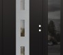 Modern Steel Front Door DIAMOND A7 50" X 80" BLACK/BLACK CLEAR GLASS PANEL STAINLESS STEEL LHI WITH SIDELITE MIRRORED GLASS