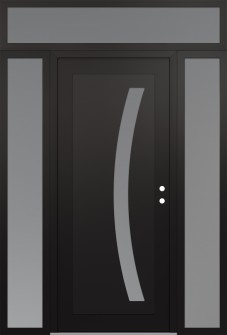 Diamond C4 64" x 96" black/white frosted Glass Panel black LHI with 2 Sidelites and Transom frosted Glass