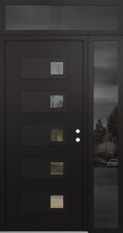 Diamond D2 52" x 96" black/black clear Glass Panel black LHI with Sidelite and Transom mirrored Glass