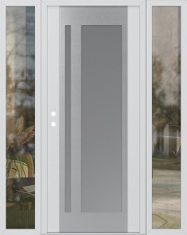 Diamond C15 68" x 80" white/white frosted Glass Panel stainless steel RHI with 2 Sidelites clear Glass