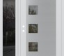 Modern Steel Front Door Diamond C5 48" x 80" white/white clear Glass Panel stainless steel RHI with Sidelite mirrored Glass