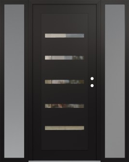 Diamond C7 60" x 80" black/black clear Glass Panel black LHI with 2 Sidelites frosted Glass