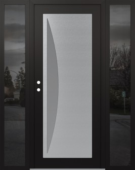 Diamond C13 64" x 80" black/white frosted Glass Panel stainless steel RHI with 2 Sidelites mirrored Glass