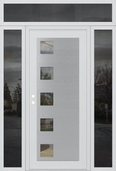 Diamond C5 68" x 96" white/white clear Glass Panel stainless steel RHI with 2 Sidelites and Transom mirrored Glass