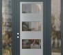 Modern Steel Front Door Diamond C2 60" x 96" anthracite/anthracite clear Glass Panel stainless steel RHI with 2 Sidelites and Transom clear Glass