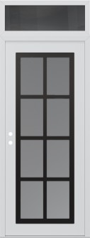 Diamond C16 36" x 96" white/white frosted Glass Panel black RHI with Transom mirrored Glass