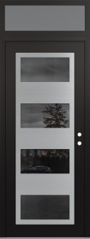 Diamond C2 36" x 96" black/black mirrored Glass Panel stainless steel LHI with Transom frosted Glass