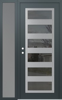 Diamond C9 50" x 80" anthracite/anthracite mirrored Glass Panel stainless steel RHI with Sidelite frosted Glass