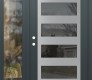 Modern Steel Front Door Diamond C9 48" x 80" anthracite/anthracite mirrored Glass Panel stainless steel RHI with Sidelite clear Glass