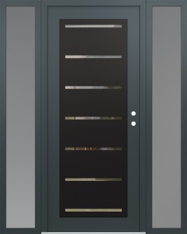 Diamond C11 60" x 80" anthracite/anthracite clear Glass Panel black LHI with 2 Sidelites frosted Glass