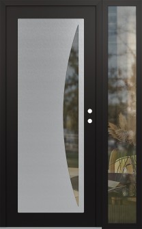 Diamond C13 50" x 80" black/black clear Glass Panel stainless steel LHI with Sidelite clear Glass