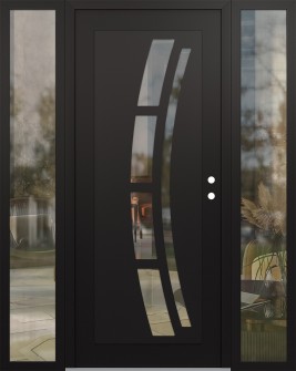 Diamond C12 68" x 80" black/black clear Glass Panel black LHI with 2 Sidelites clear Glass