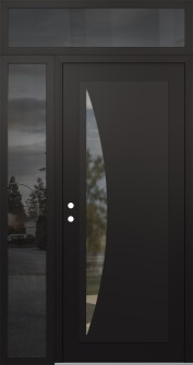 Diamond C13 48" x 96" black/black clear Glass Panel black RHI with Sidelite and Transom mirrored Glass