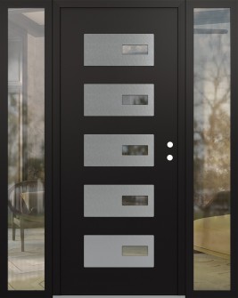 Diamond D7 64" x 80" black/black clear Glass Panel stainless steel LHI with 2 Sidelites clear Glass