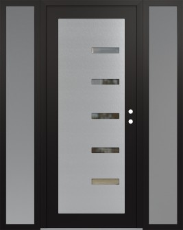 Diamond C8 64" x 80" black/black clear Glass Panel stainless steel LHI with 2 Sidelites frosted Glass