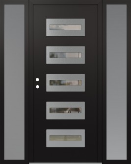 Diamond D4 68" x 80" black/black clear Glass Panel stainless steel RHI with 2 Sidelites frosted Glass