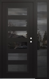 Diamond C9 50" x 80" black/black mirrored Glass Panel black LHI with Sidelite mirrored Glass