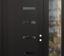 Modern Steel Front Door Diamond C8 50" x 96" black/black mirrored Glass Panel black LHI with Sidelite and Transom clear Glass