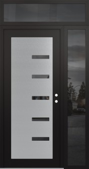 Diamond C8 48" x 96" black/black mirrored Glass Panel stainless steel LHI with Sidelite and Transom mirrored Glass