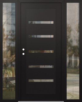 Diamond C7 64" x 80" black/black clear Glass Panel black RHI with 2 Sidelites clear Glass