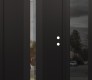 Modern Steel Front Door DIAMOND A2 48" X 80" BLACK/BLACK CLEAR GLASS PANEL BLACK LHI WITH SIDELITE MIRRORED GLASS