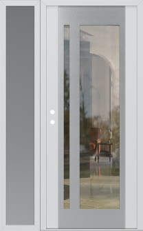 Diamond C15 48" x 80" white/white clear Glass Panel stainless steel RHI with Sidelite frosted Glass