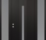 Modern Steel Front Door DIAMOND A2 68" X 96" BLACK/WHITE FROSTED GLASS PANEL BLACK RHI WITH 2 SIDELITES AND TRANSOM FROSTED GLASS