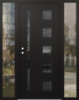 Diamond C3 64" x 80" black/black mirrored Glass Panel black RHI with 2 Sidelites clear Glass