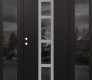 Modern Steel Front Door DIAMOND A10 64" X 80" BLACK/BLACK MIRRORED GLASS PANEL STAINLESS STEEL RHI WITH 2 SIDELITES MIRRORED GLASS