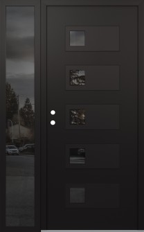 Diamond D2 50" x 80" black/black mirrored Glass Panel black RHI with Sidelite mirrored Glass