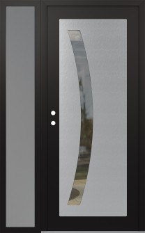 Diamond C4 50" x 80" black/black clear Glass Panel stainless steel RHI with Sidelite frosted Glass