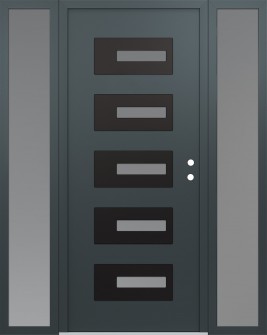 Diamond D6 68" x 80" anthracite/anthracite frosted Glass Panel black LHI with 2 Sidelites frosted Glass