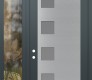 Modern Steel Front Door Diamond C5 50" x 96" anthracite/anthracite frosted Glass Panel stainless steel RHI with Sidelite and Transom clear Glass