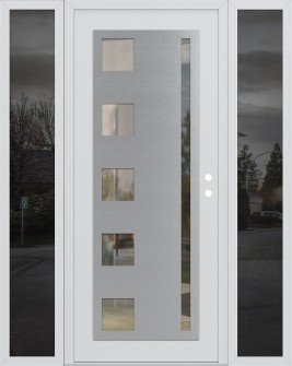 Diamond C3 64" x 80" white/white clear Glass Panel stainless steel LHI with 2 Sidelites mirrored Glass