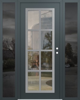 Diamond C16 64" x 80" anthracite/anthracite clear Glass Panel stainless steel LHI with 2 Sidelites mirrored Glass