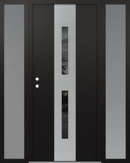 DIAMOND A6 60" X 80" BLACK/BLACK MIRRORED GLASS PANEL STAINLESS STEEL RHI WITH 2 SIDELITES FROSTED GLASS