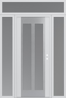 Diamond C14 68" x 96" white/white frosted Glass Panel stainless steel LHI with 2 Sidelites and Transom frosted Glass