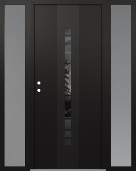 DIAMOND A3 64" X 80" BLACK/BLACK MIRRORED GLASS PANEL BLACK RHI WITH 2 SIDELITES FROSTED GLASS